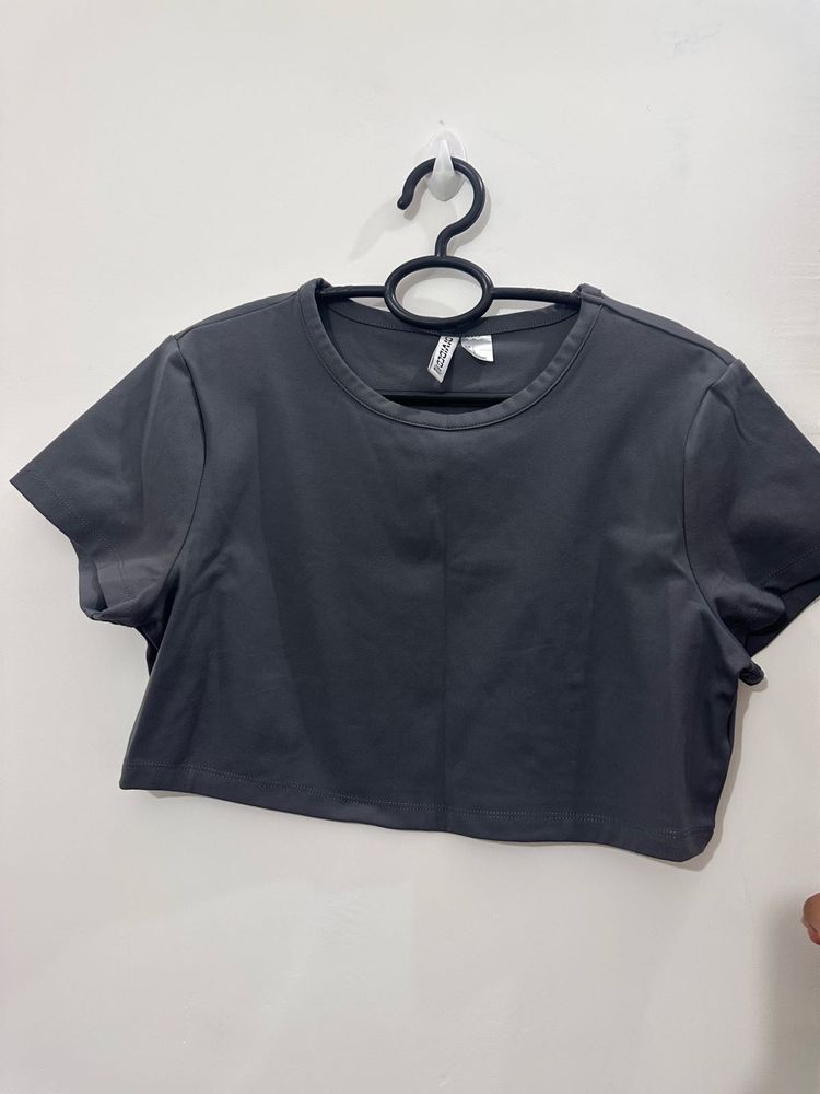 Brand New Grey H&amp;M Crop Top, L Size