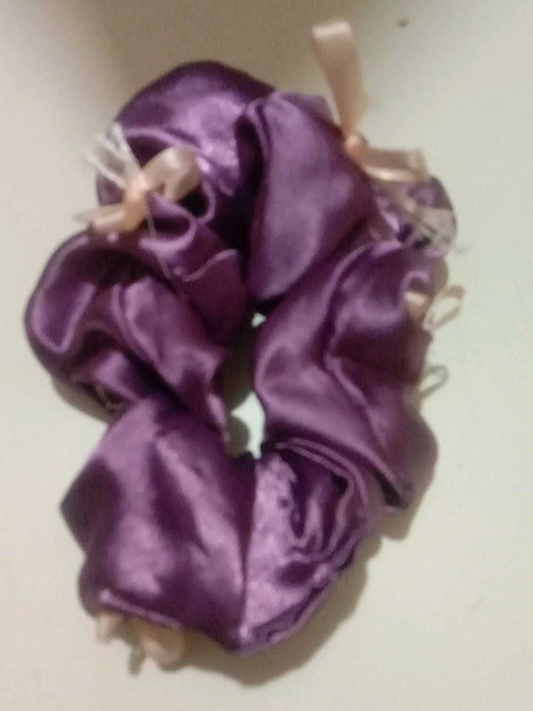 Purple Satin Scrunchie