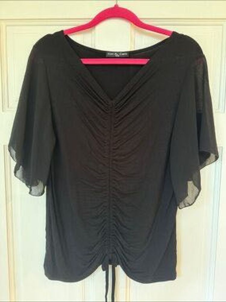Stylish Black Ruched Top