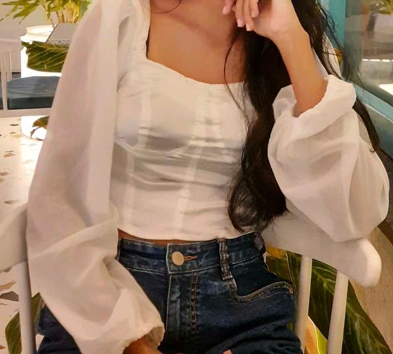Chic White Puff Sleeve Top