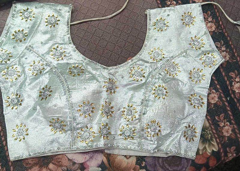 Stunning Embellished Silver Blouse