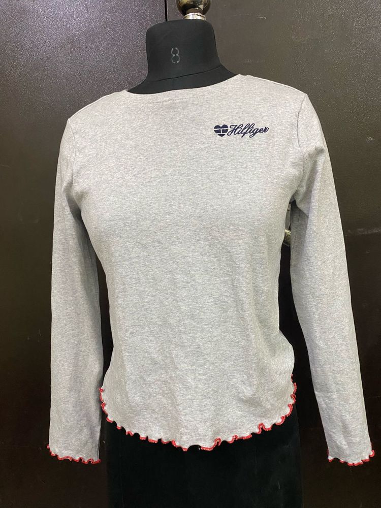 Tommy Hilfiger Ribbed Long Sleeve Crop Top