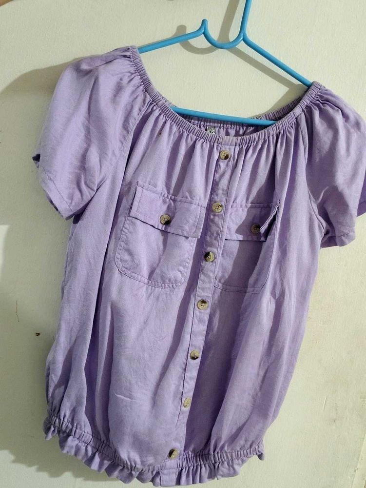 Women's Lavender Off-shoulder Top