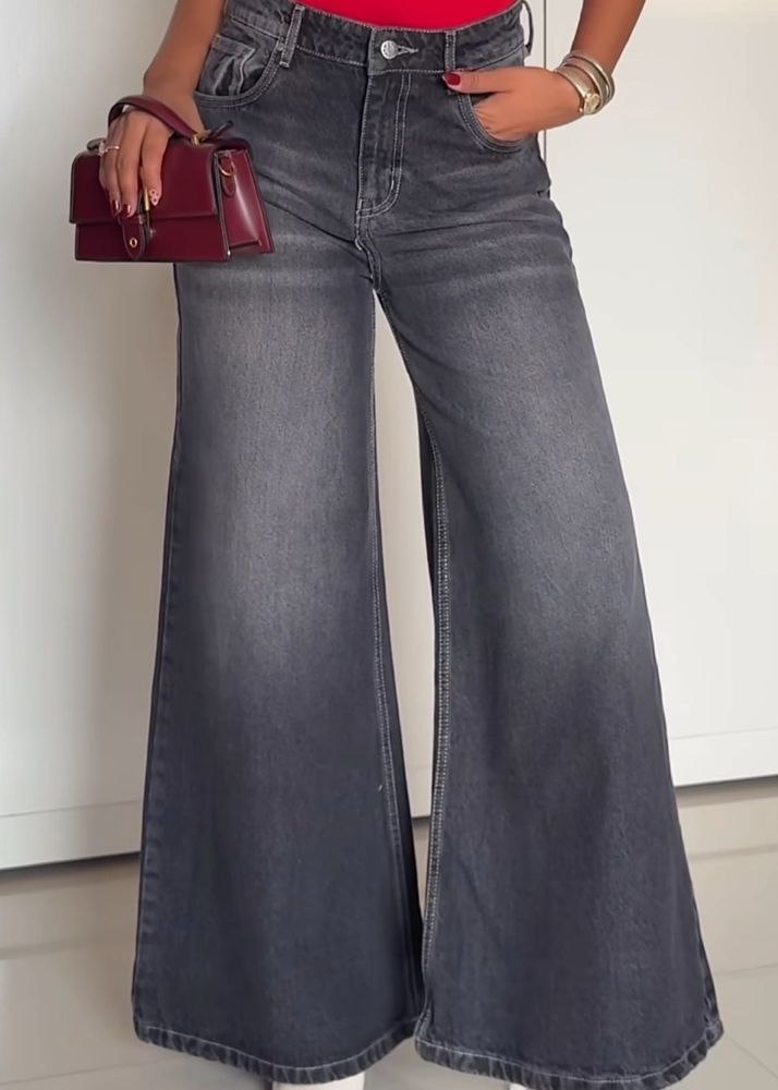 extra Wide Leg Wash grey Denim Jeans