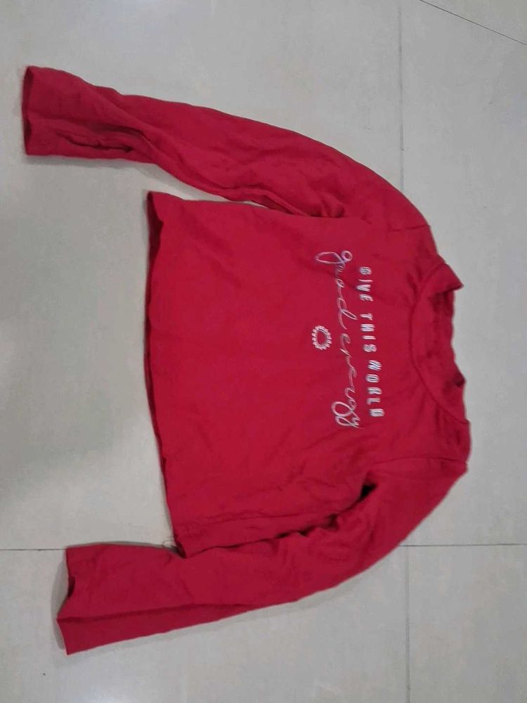 Red Long Sleeve Graphic Top