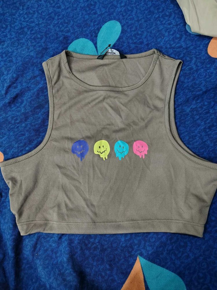Graphic Print Crop Tank Top