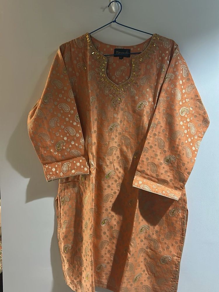 Orange Paisley Kurta set