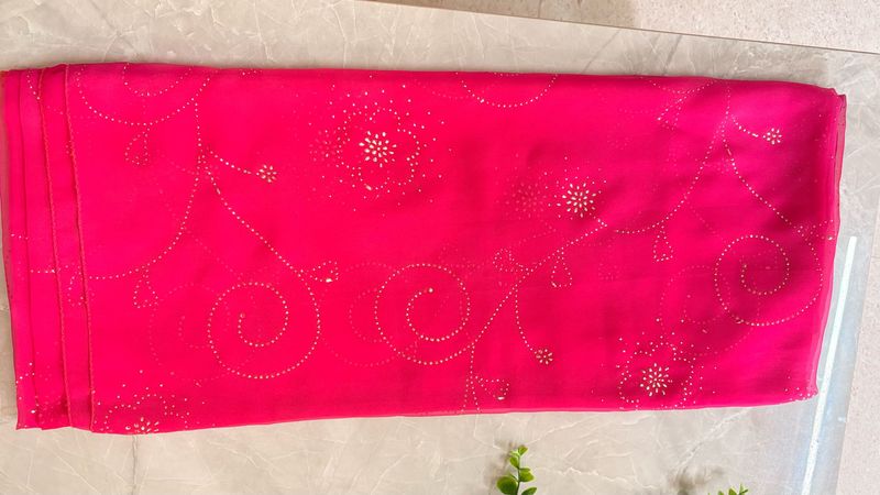 Stunning Pink Embellished Saree