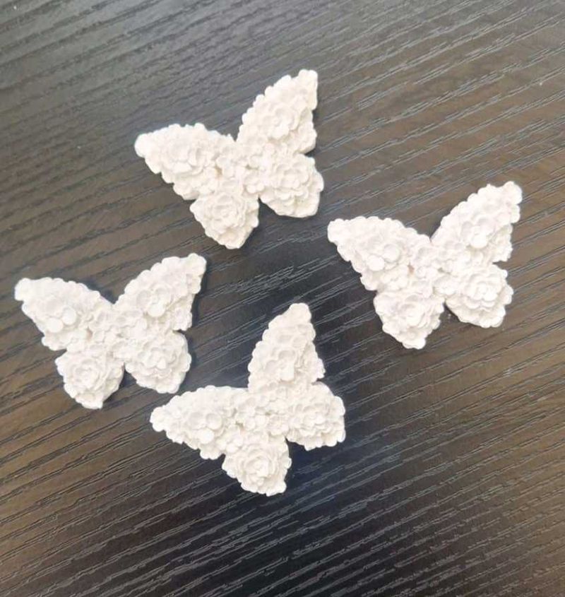 White Floral Butterfly Fridge Magnets