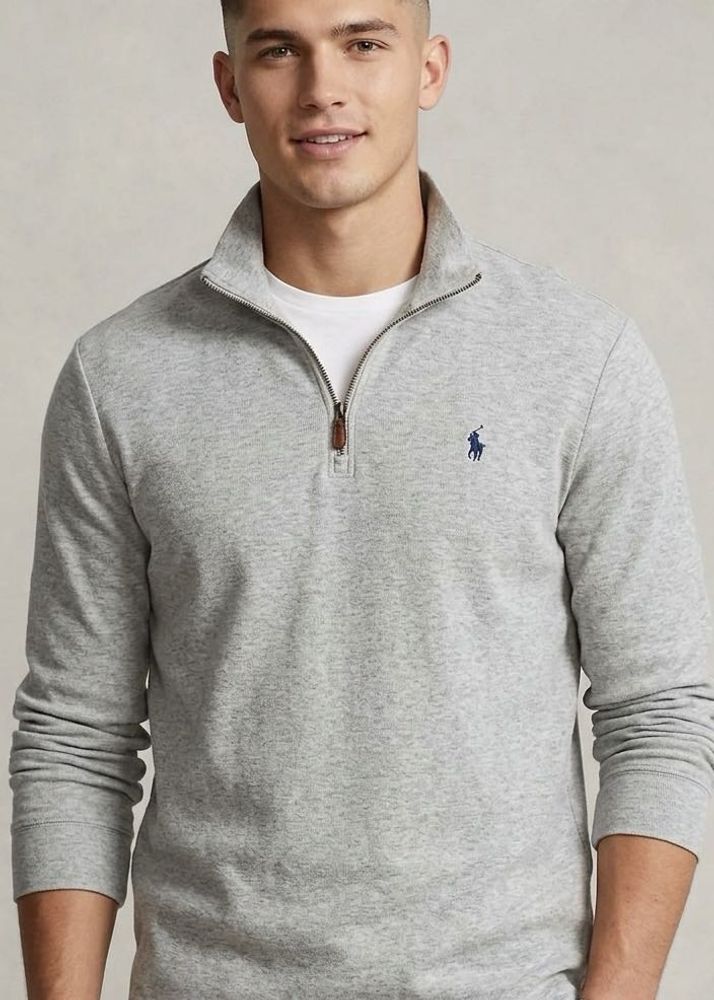 Men's Grey Polo Ralph Lauren 1/4 Zip Sweater