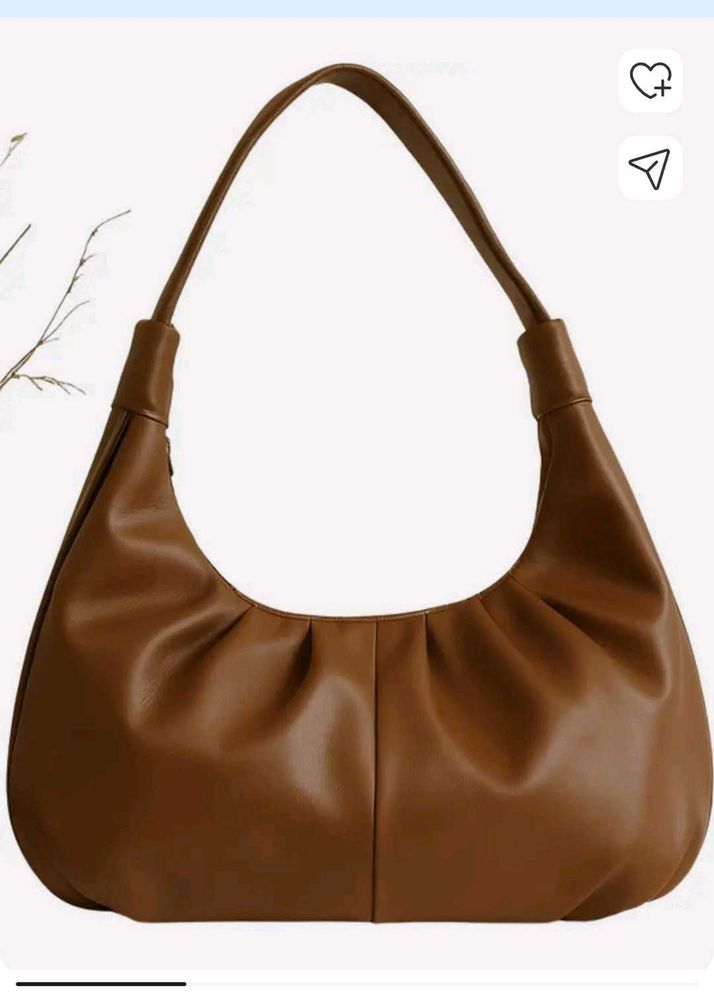 Chic Brown Ruched Hobo Bag
