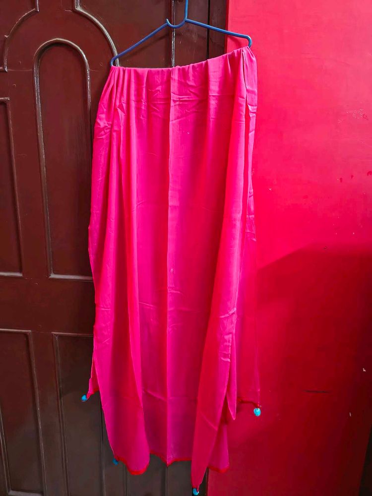 Vibrant Pink Dupatta with Tassels
