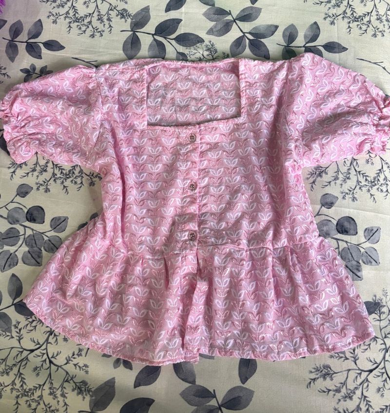 PinkPuff Sleeve Peplum Top 🎀