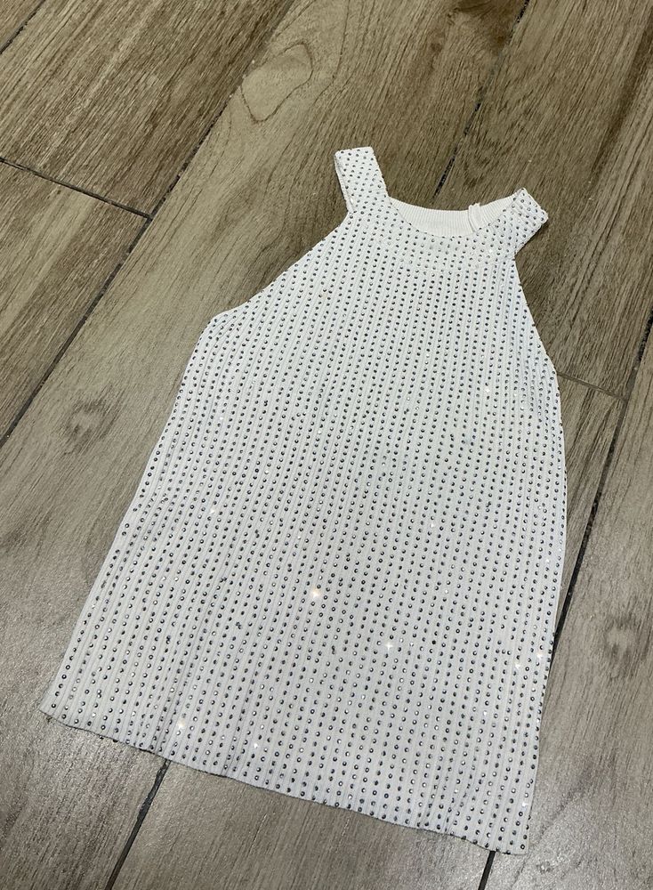 Sparkling White Halter Neck Top