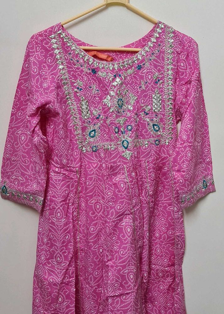 Pink Embroidered Kurta