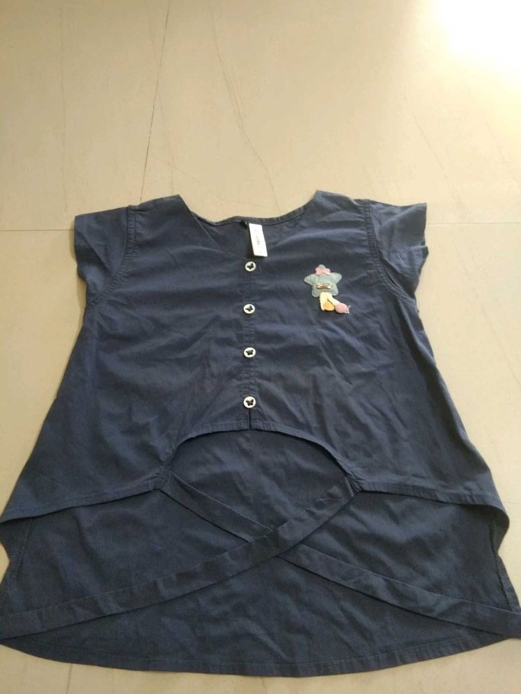 Stylish Navy Blue Kurta with Applique