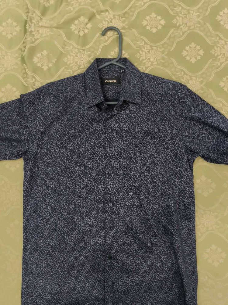 Men's Dark Blue Patterned Shirt