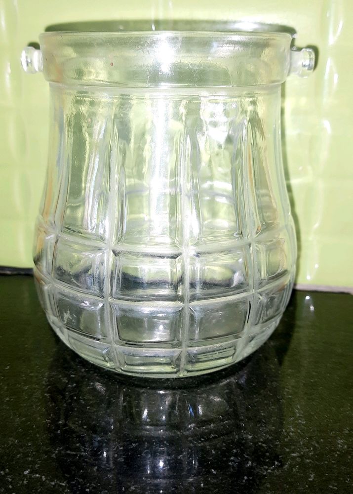 GLASS ICE CUBE JAR