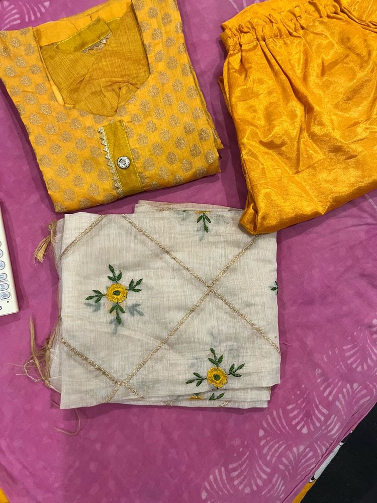 Vibrant Yellow Kurta Set with Dupatta