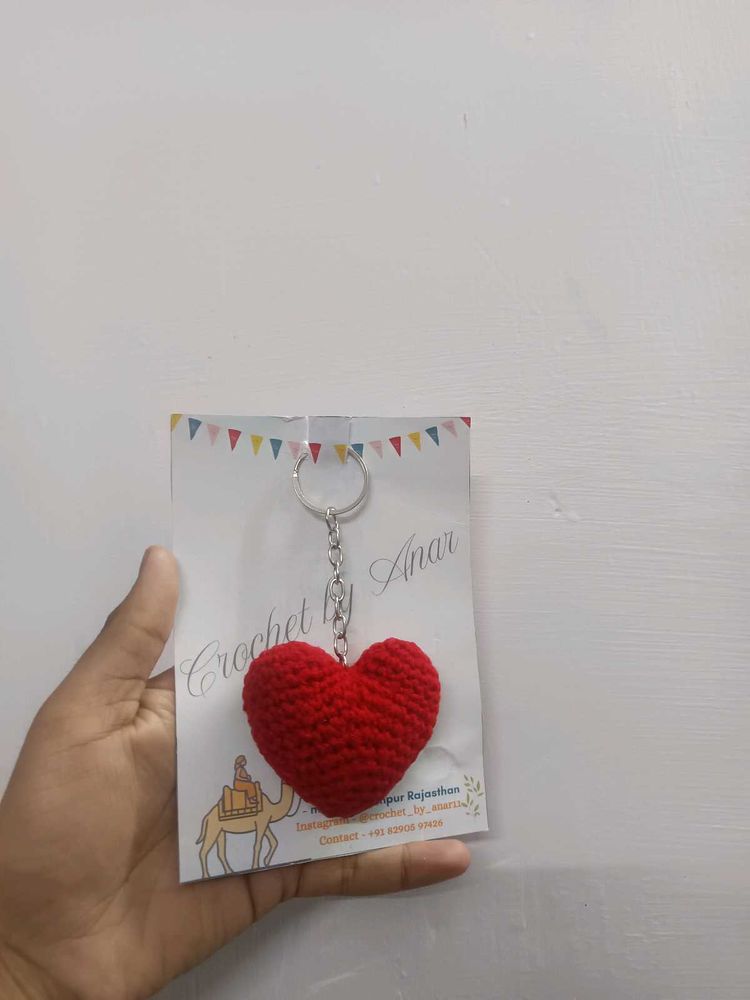 crochet heart ❤️ keychain 💫❣️