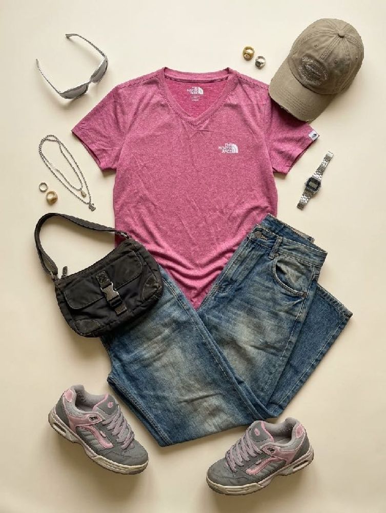 The North Face Pink V-Neck T-Shirt