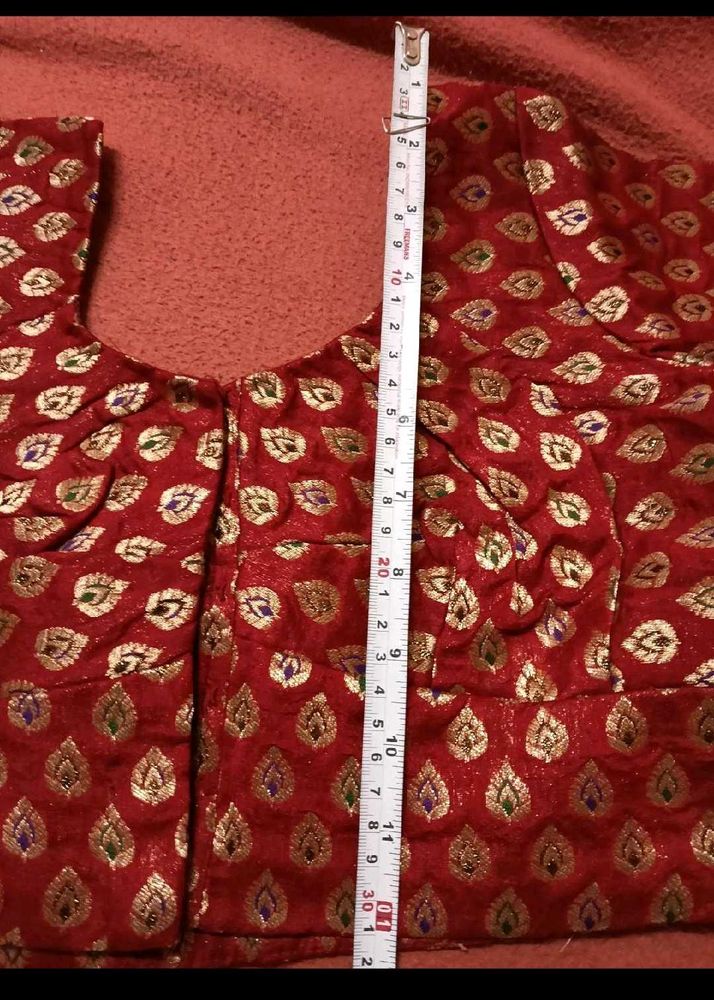 Red Brocade Blouse