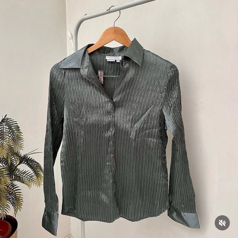 Elegant Pleated Button-Up Shirt