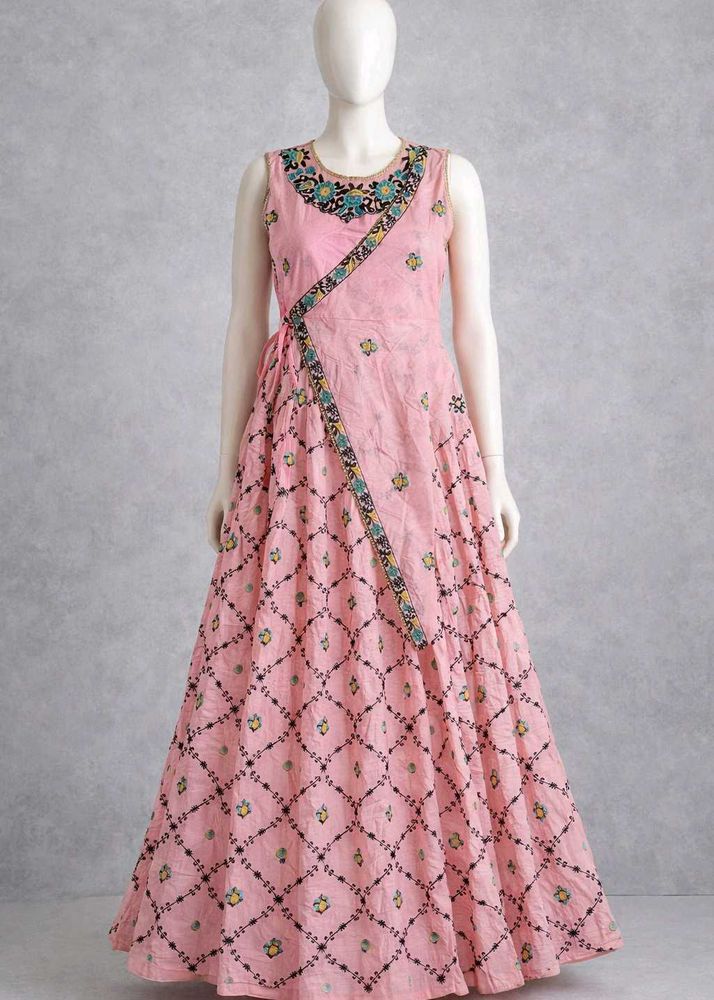 Elegant Pink Ethnic Gown Dress
