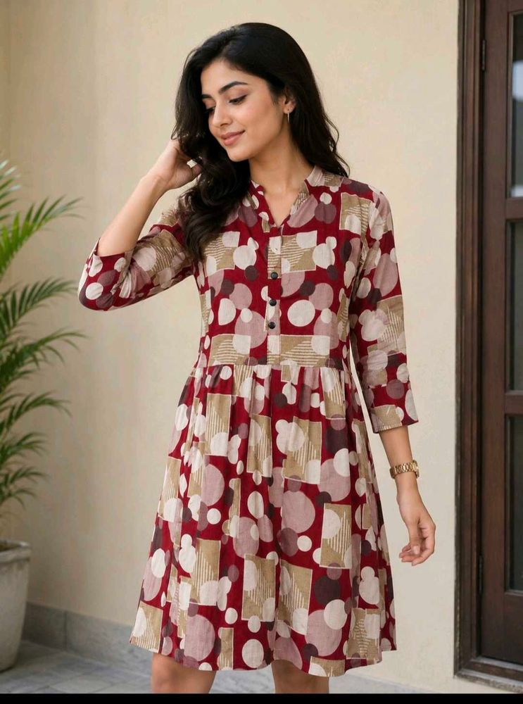 Maroon Printed dress ❤️‍🩹