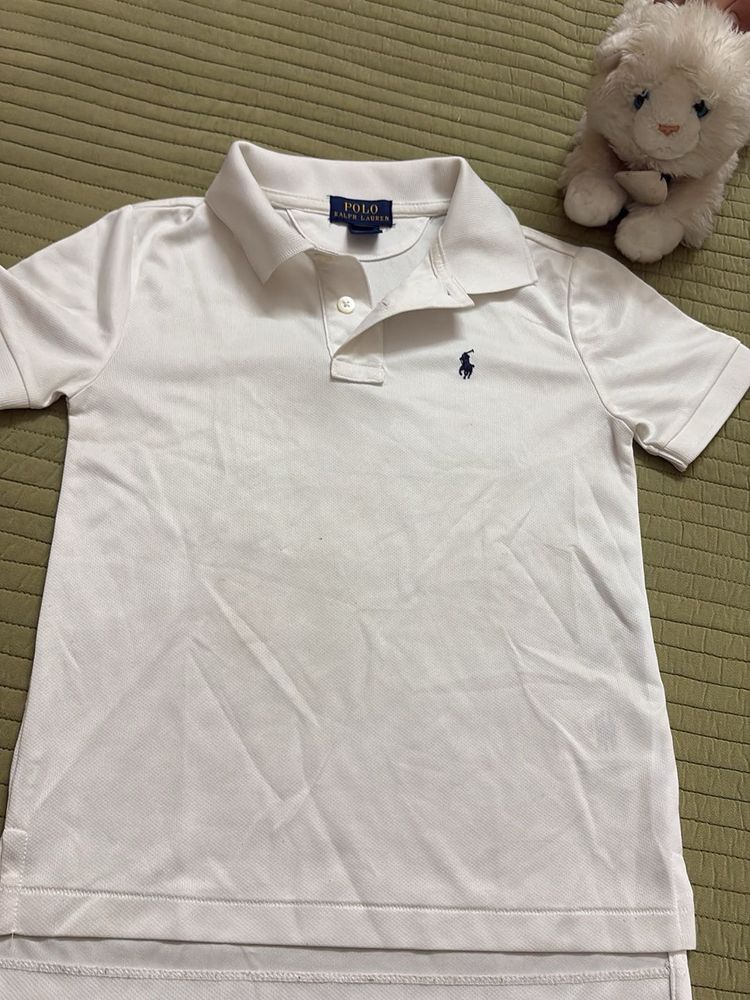 White Polo T-Shirt with Logo