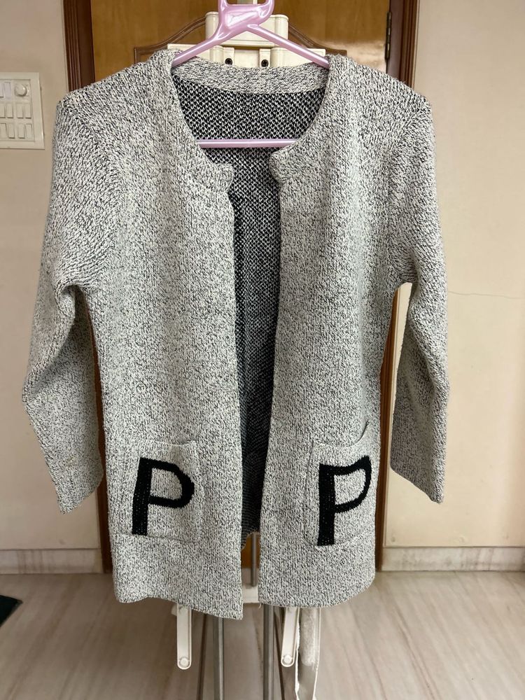 Stylish Grey Knit Cardigan