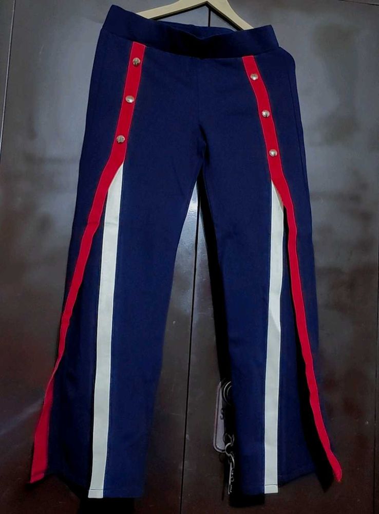 Navy Blue &amp; Red Party Wear Trouser For 30 Waist