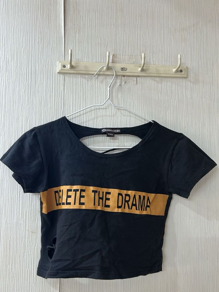 Black Crop Top "Delete The Drama"