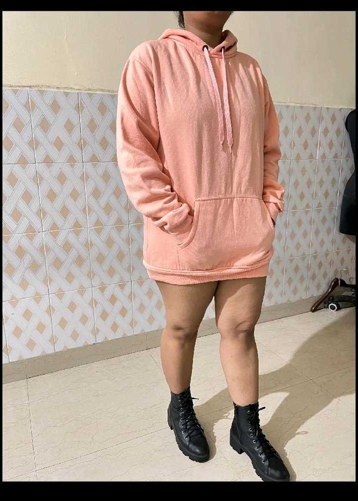 Peach Oversized Hoodie Dress