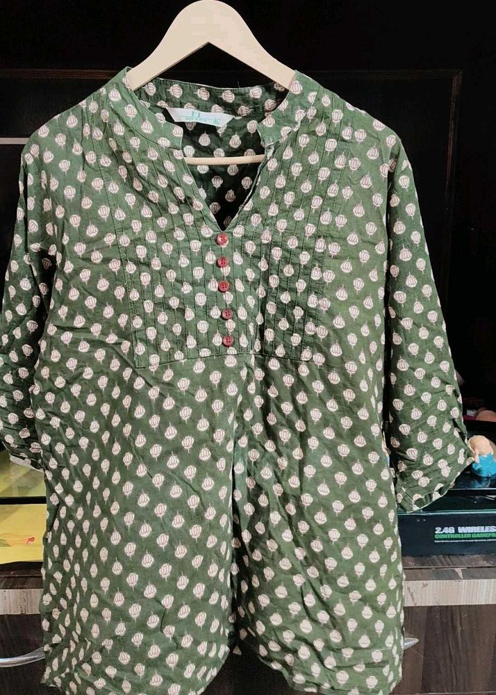 Green Printed Kurta