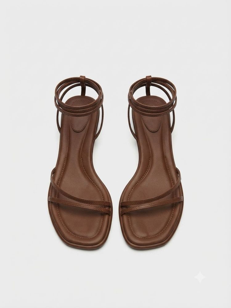 Brown Strappy Block Heel Sandals 🤎 | Elegant Part