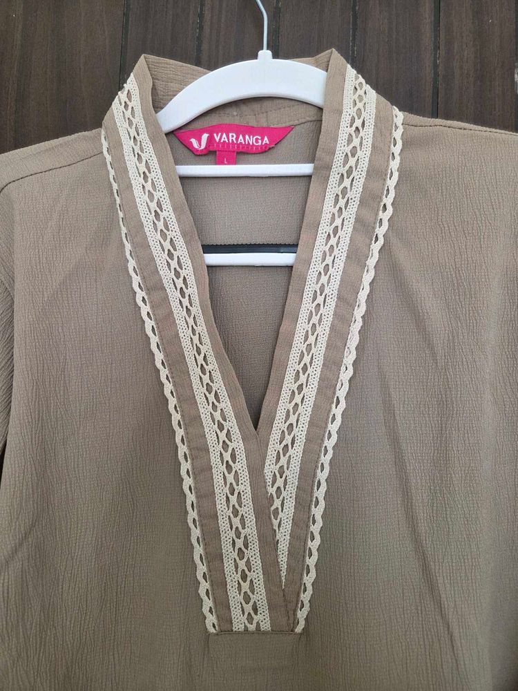 Elegant Taupe Co-ords set with Lace Detail L size