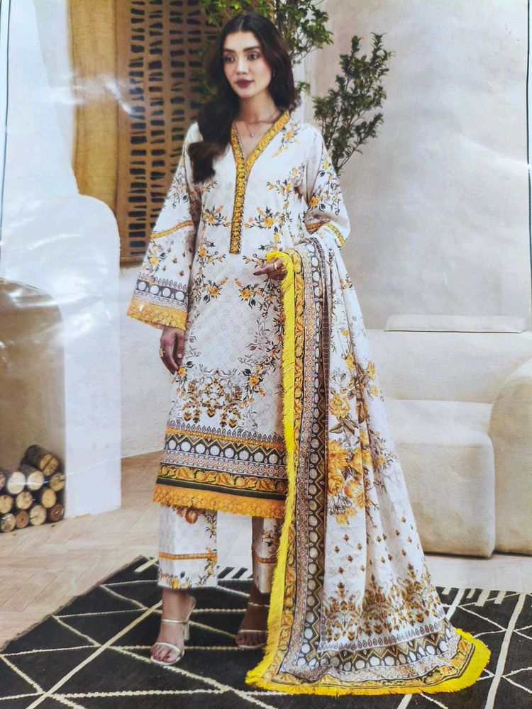 Elegant Pure Cotton Floral Print Dress Material