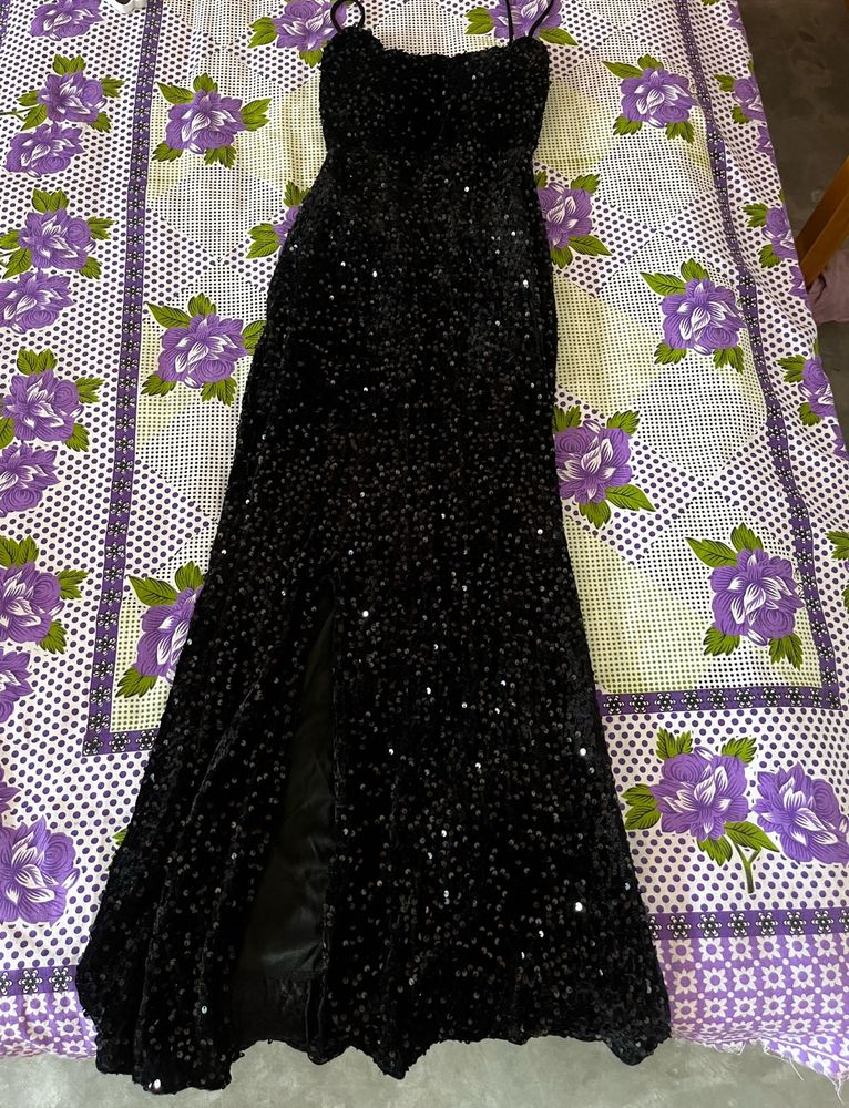 Sparkling Black Sequin Maxi Dress