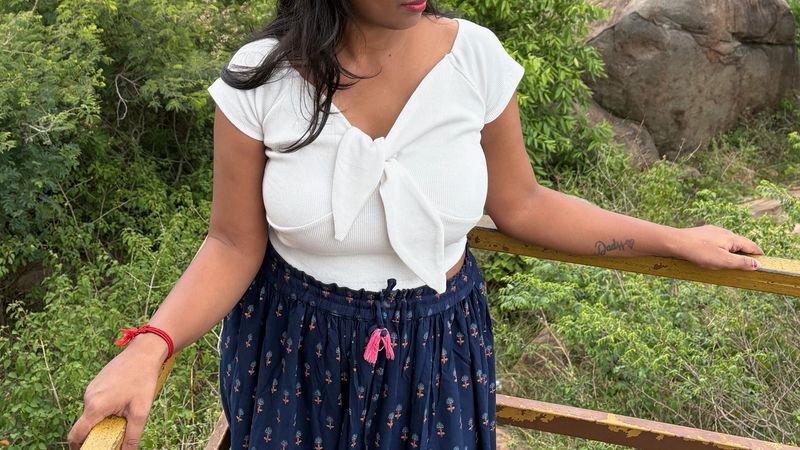 White Tie-Front Crop Top and combo tops