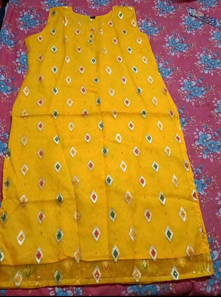 Yellow Embroidered Kurta