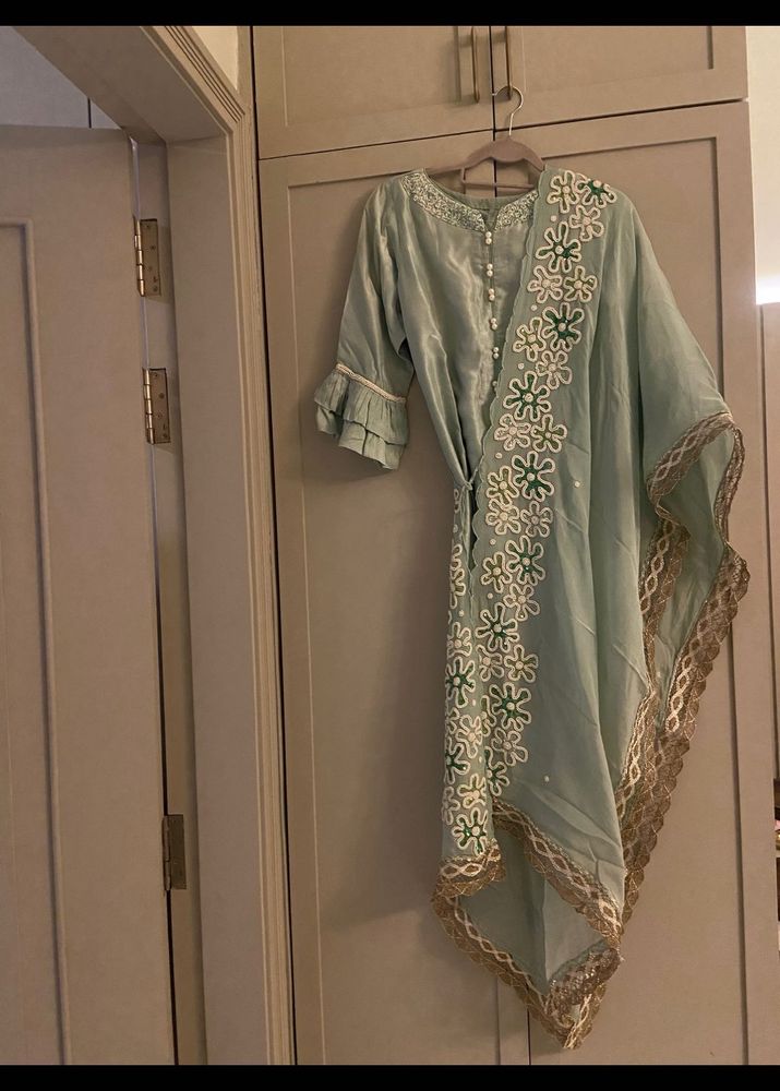 Elegant Mint Green Kurta Set with Dupatta