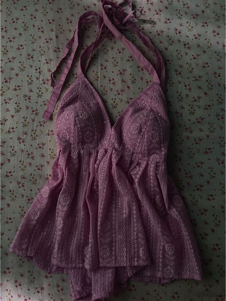 Pretty Lavender chikenkari top