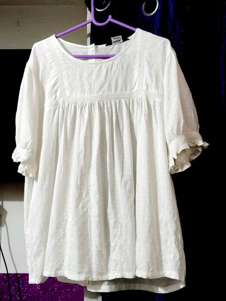 Elegant White Babydoll Top