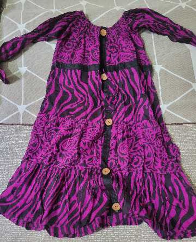 Boho Zebra Print Button-Down frock
