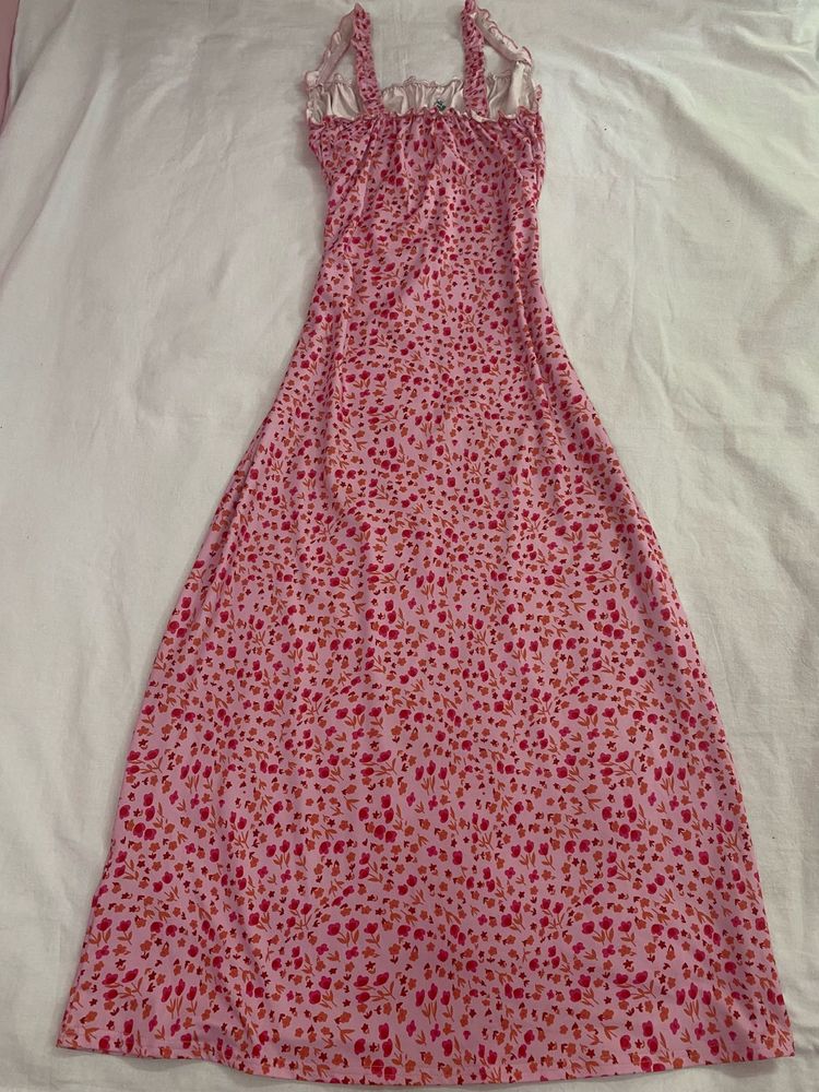 Cute Pink Floral Maxi Dress