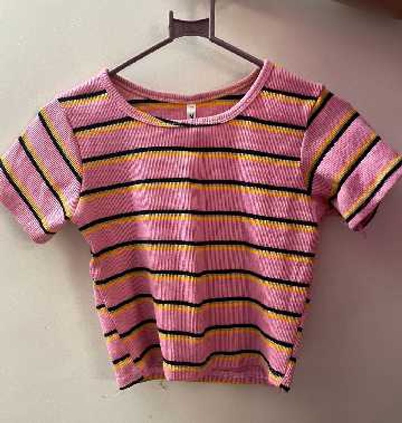 Striped Pink Crop Top