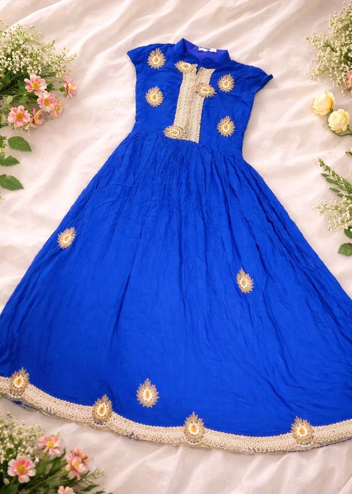 Royal Blue Embroidered Anarkali Gown