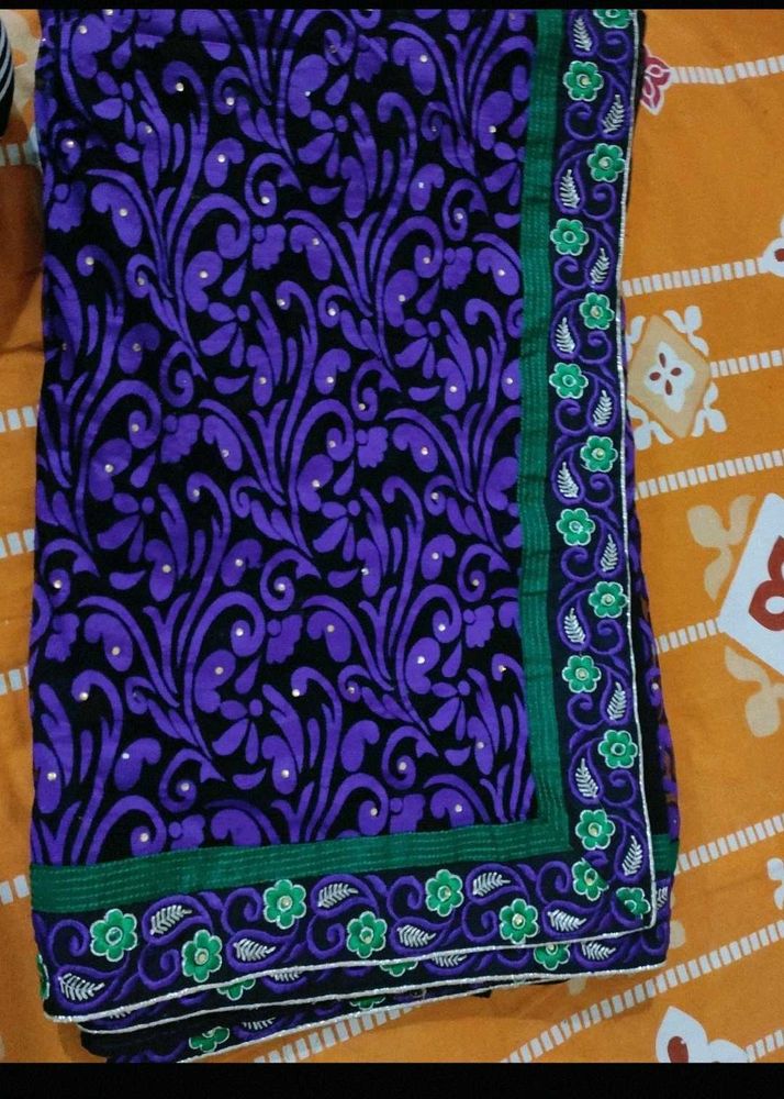 Purple Black Saree