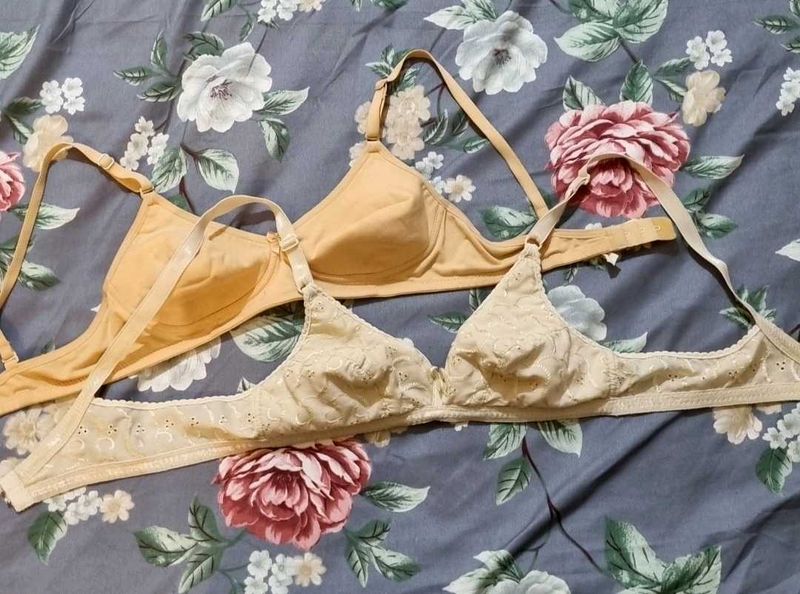 Non-padded Cotton Beige Bras